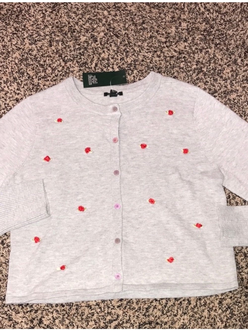 Wild Fable Embroidered Red Rosette Cardigan Gray Size XS | NWT - Picture 3 of 10